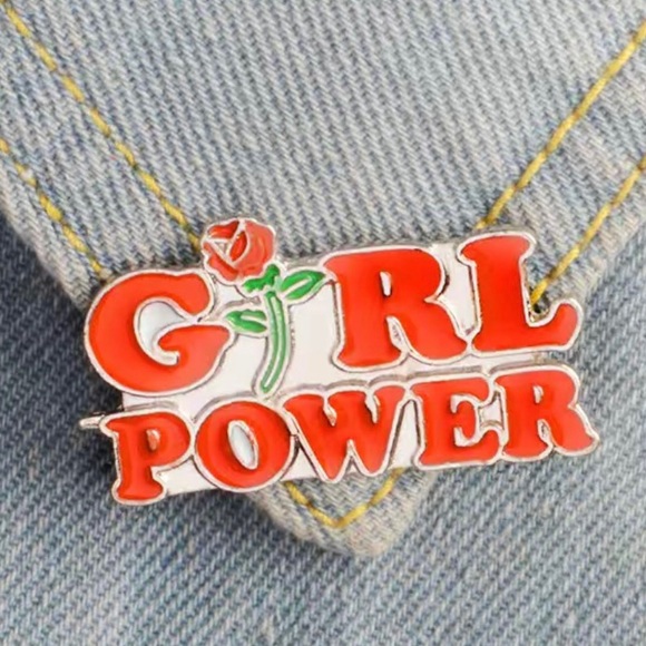 Girl Power x feminist Mental Health Matters colorful enamel cartoon pin lapel - Picture 5 of 11